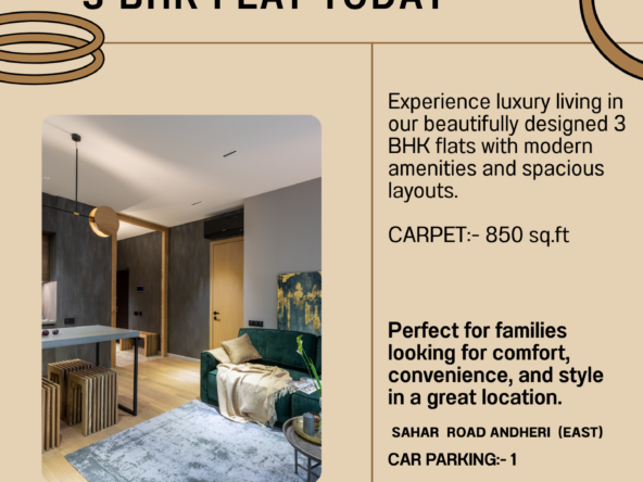AVAILABLE FOR SALE – 3 BHK FLAT 🏠 AVAILABLE FOR SALE – 3 BHK FLAT 🏠 📍 Location: Sahar Road, Andheri (East) 🏢 Building Name: 📞📞 (Call for details) 📐 Carpet Area: 850 sq.ft 🛗 Floor: 4th 🚪 Entry: East/West Facing 🚗 Car Parking: 1 💰 Price: ₹3.45 Cr 📅 Visits with prior notice (1 day before) 📞 Call Mukesh Estate Agency today for details or a site visit: 📱 99204 66897 | 98707 47174 🌐 www.mukeshestateagency.in #AndheriEast #MumbaiRealEstate #FlatForSale #DreamHomeMumbai #InvestmentProperty #2BHKForSale #LuxuryLivingMumbai