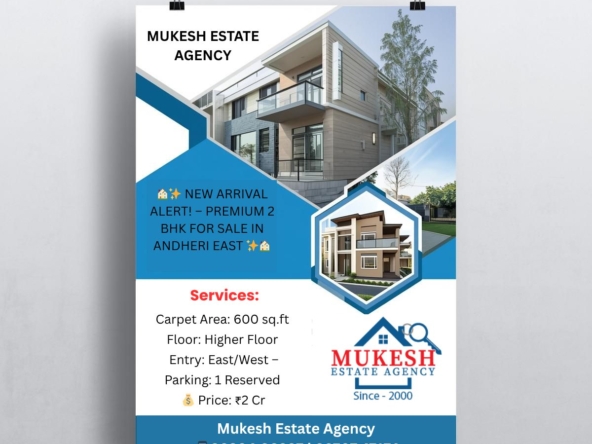 🏠✨ NEW ARRIVAL ALERT! – PREMIUM 2 BHK FOR SALE IN ANDHERI EAST ✨🏠 Looking for your dream home in one of Mumbai’s most sought-after locations? Here’s a perfect 2 BHK that offers comfort, convenience, and connectivity — all in one! 📐 Flat Details: Configuration: 2 BHK Residential Flat Carpet Area: 600 sq.ft (RERA Carpet) Floor: Higher Floor with excellent ventilation & natural light Entry: East/West – as per vastu preference Parking: 1 Reserved Car Parking 💰 Price: ₹2 Cr (Attractive deal for this location) 📍 Location Highlights: Situated on N.S. Phadke Road, Andheri (East) Close proximity to Western Express Highway, Andheri Station, Metro Station, Schools, and Offices Peaceful and well-maintained building with good connectivity to all major areas of Mumbai 📸 Note: No pictures or videos available — Direct inspection only ⏰ Inspection: With 2 hours prior notice 🔑 📞 Contact Now for More Details & Site Visit: Mukesh Estate Agency — Your Trusted Property Partner in Andheri East — 📲 99204 66897 | 98707 47174 🌐 www.mukeshestateagency.in #AndheriEast #FlatForSale #2BHK #DreamHome #MumbaiRealEstate #PropertyInvestment #LuxuryLiving #MukeshEstateAgency #HomeForSale #AndheriProperties #RealEstateMumbai