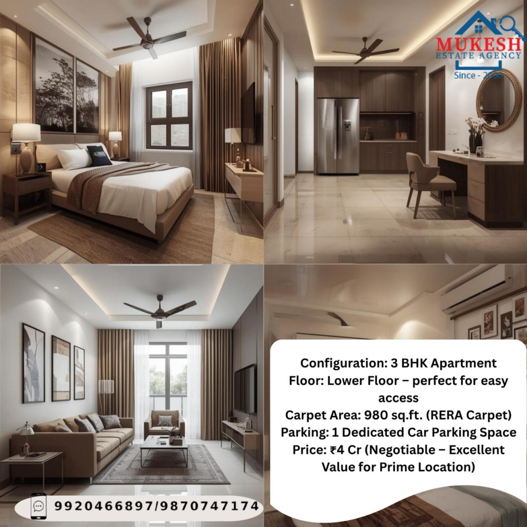 🏙✨ SPACIOUS 3 BHK FLAT FOR SALE IN A BEAUTIFUL BUILDING – ANDHERI EAST! ✨🏙 Looking for a perfect blend of comfort, connectivity, and convenience? This 3 BHK flat near Andheri East Station is an ideal choice for both families and investors seeking premium living in the heart of Mumbai! 📍 Location: Near Andheri East Railway Station — Easy access to Metro, Western Express Highway, Schools, Markets & Commercial Hubs. 🏠 Property Highlights: Configuration: 3 BHK Apartment Floor: Lower Floor – perfect for easy access Carpet Area: 980 sq.ft. (RERA Carpet) Parking: 1 Dedicated Car Parking Space Price: ₹4 Cr (Negotiable – Excellent Value for Prime Location) ✨ Key Features & Benefits: ✅ Prime Residential Location with Excellent Connectivity ✅ Spacious Layout – Ideal for Family Living ✅ Well-Maintained Building with Modern Amenities ✅ Walking Distance to Andheri East Station ✅ Perfect Investment Opportunity with High Appreciation Value 📞 For More Details & Site Visit: Mukesh Estate Agency — Your Trusted Property Partner in Andheri East — 📲 99204 66897 | 98707 47174 🌐 www.mukeshestateagency.in #AndheriEast #FlatForSale #3BHK #LuxuryLiving #MumbaiRealEstate #MukeshEstateAgency #PrimeLocation #InvestmentOpportunity #AndheriStation #RealEstateMumbai #DreamHome