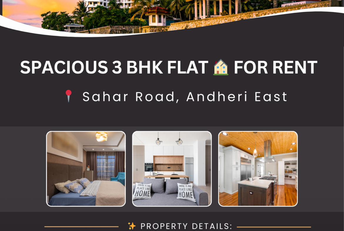 Mukesh Estate Agency Andheri East🏠 AVAILABLE FOR RENT – SPACIOUS 3 BHK FLAT 🏠 📍 Sahar Road, Andheri East ✨ Property Details: ▪️ 3 BHK Flat ▪️ East / West Entry ▪️ Un-Furnished (2 A/C Provided) ▪️ Higher Floor ▪️ Only Veg Family Allowed 💰 Rent: ₹1.10 Lakh 🔐 Security Deposit: ₹5 Lakh 🚗 Car Parking: 1 📅 Possession: 1st January 2026 🏢 Building Name: 📞 On Call 📞 Contact: Mukesh Estate Agency 📲 99204 66897 | 98707 47174 #3BHKForRent #AndheriEast #SaharRoad #MumbaiRental #VegFamilyOnly #HighFloorFlat #RentalProperty #MukeshEstateAgency #MumbaiRealEstate