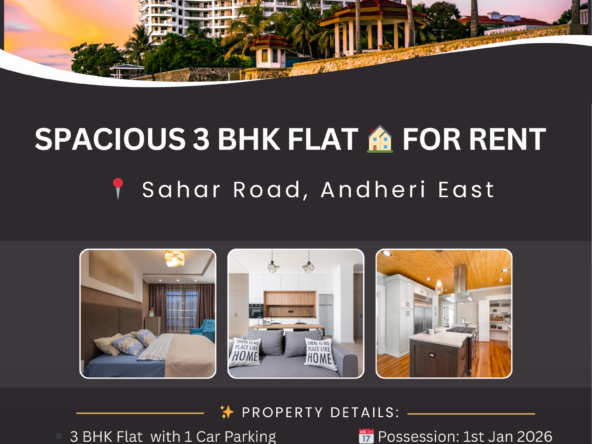 Mukesh Estate Agency Andheri East🏠 AVAILABLE FOR RENT – SPACIOUS 3 BHK FLAT 🏠 📍 Sahar Road, Andheri East ✨ Property Details: ▪️ 3 BHK Flat ▪️ East / West Entry ▪️ Un-Furnished (2 A/C Provided) ▪️ Higher Floor ▪️ Only Veg Family Allowed 💰 Rent: ₹1.10 Lakh 🔐 Security Deposit: ₹5 Lakh 🚗 Car Parking: 1 📅 Possession: 1st January 2026 🏢 Building Name: 📞 On Call 📞 Contact: Mukesh Estate Agency 📲 99204 66897 | 98707 47174 #3BHKForRent #AndheriEast #SaharRoad #MumbaiRental #VegFamilyOnly #HighFloorFlat #RentalProperty #MukeshEstateAgency #MumbaiRealEstate