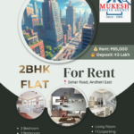 🏠 AVAILABLE FOR RENT – 2 BHK FLAT 📍 Sahar Road, Andheri East ✨ Property Details: ▪️ 2 BHK Flat ▪️ East / West Entry ▪️ Fully Furnished (No TV & Fridge) ▪️ Higher Floor ▪️ Only Vegetarian Family Allowed 💰 Rent: ₹85,000 (Final) 🔐 Security Deposit: ₹3,00,000 (Final) 🚗 Car Parking: 1 📅 Possession: 1st January 2026 🏢 Building Name: 📞 On Request 📞 Contact: Mukesh Estate Agency 📲 Call / WhatsApp for inspection & details