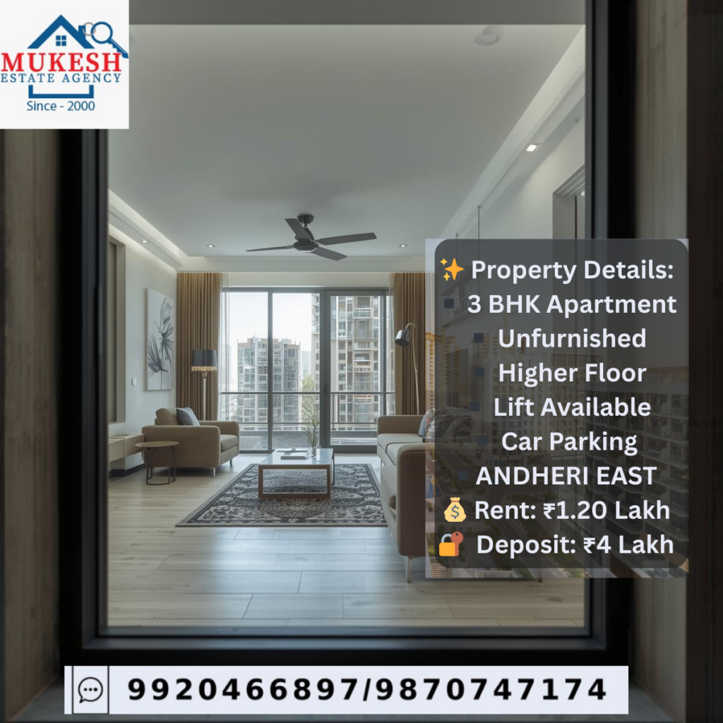Mukesh Estate Agency Andheri East
Mukesh Estate Agency 📲 Call / WhatsApp for details & inspection 📲 99204 66897 | 98707 47174