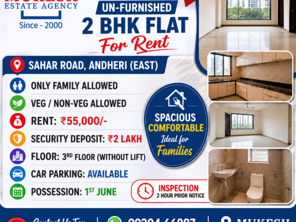 2 BHK FLAT FOR RENT – SAHAR ROAD, ANDHERI (EAST)