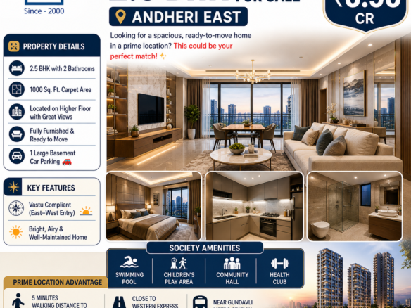 🏡 2.5 BHK Flat for Sale in Andheri East 🌇 Mukesh Estate Agency 📲 99204 66897 | 98707 47174